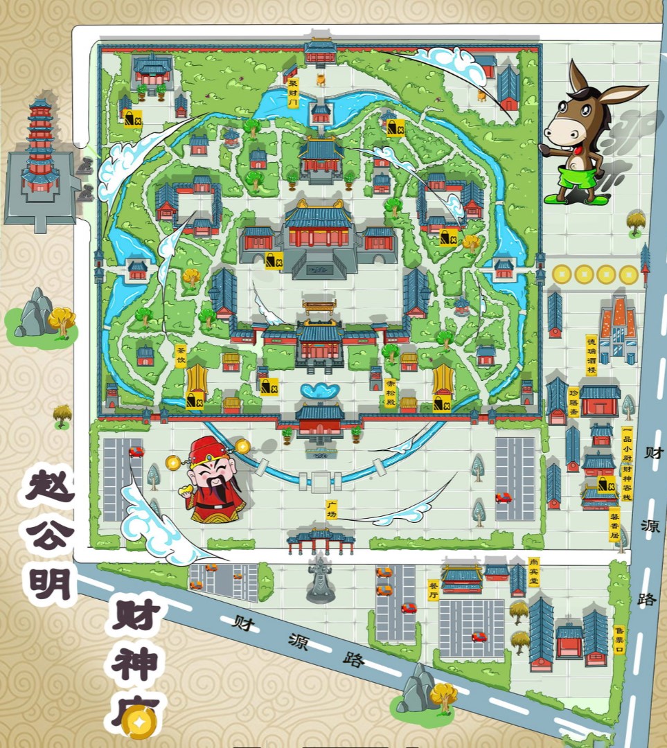 鹿泉寺庙类手绘地图